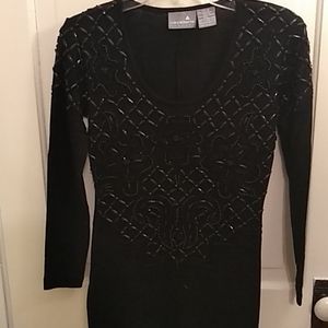 Liz Claiborne Black Beaded Dress, Small